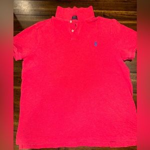 Ralph Lauren Polo shirt sleeve red used in great condition slim fit shirt.